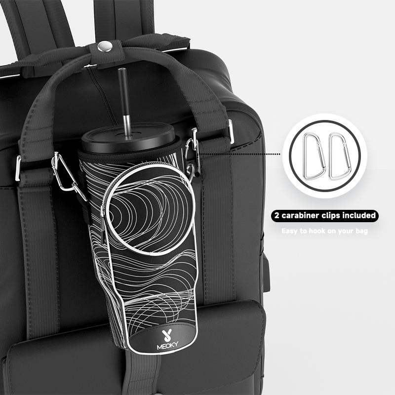 Meoky 40oz Water Bottle Holder with Adjustable Strap - Car Cup Storage Bag Fits Most 40oz Tumblers, Outdoor Hiking Accessories for Camping, Travel, Gym