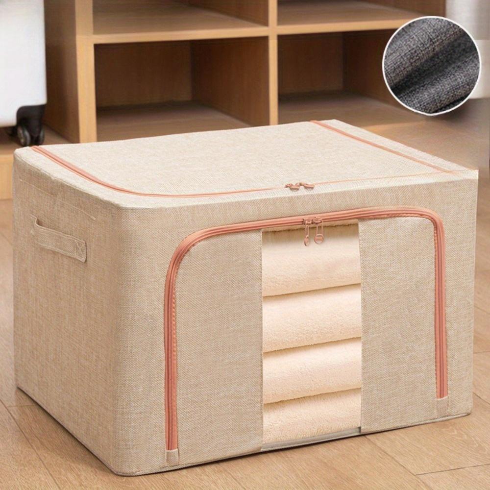 Foldable Steel Frame Storage Box, Transparent Organizer for Clothes and Blankets, Home Use Closet Storage Solution, 1 Piece