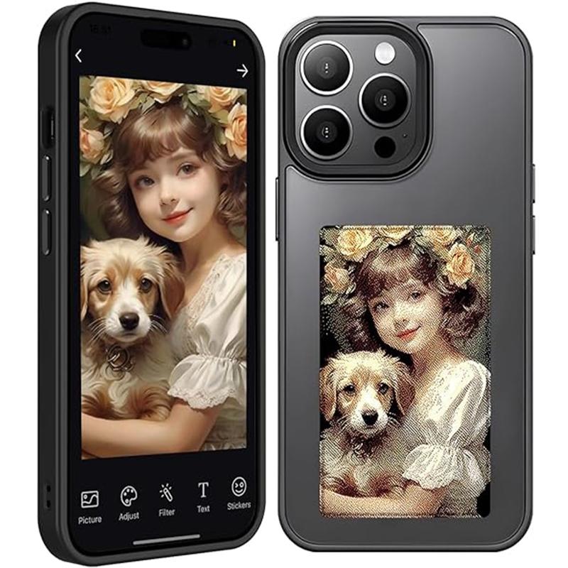 NFC Projection DIY Smart Display Customized Phone Case, 1 Count Ink Screen Projection Phone Case, Phone Accessories for iPhone 11 12 13 14 15 Pro Max Series