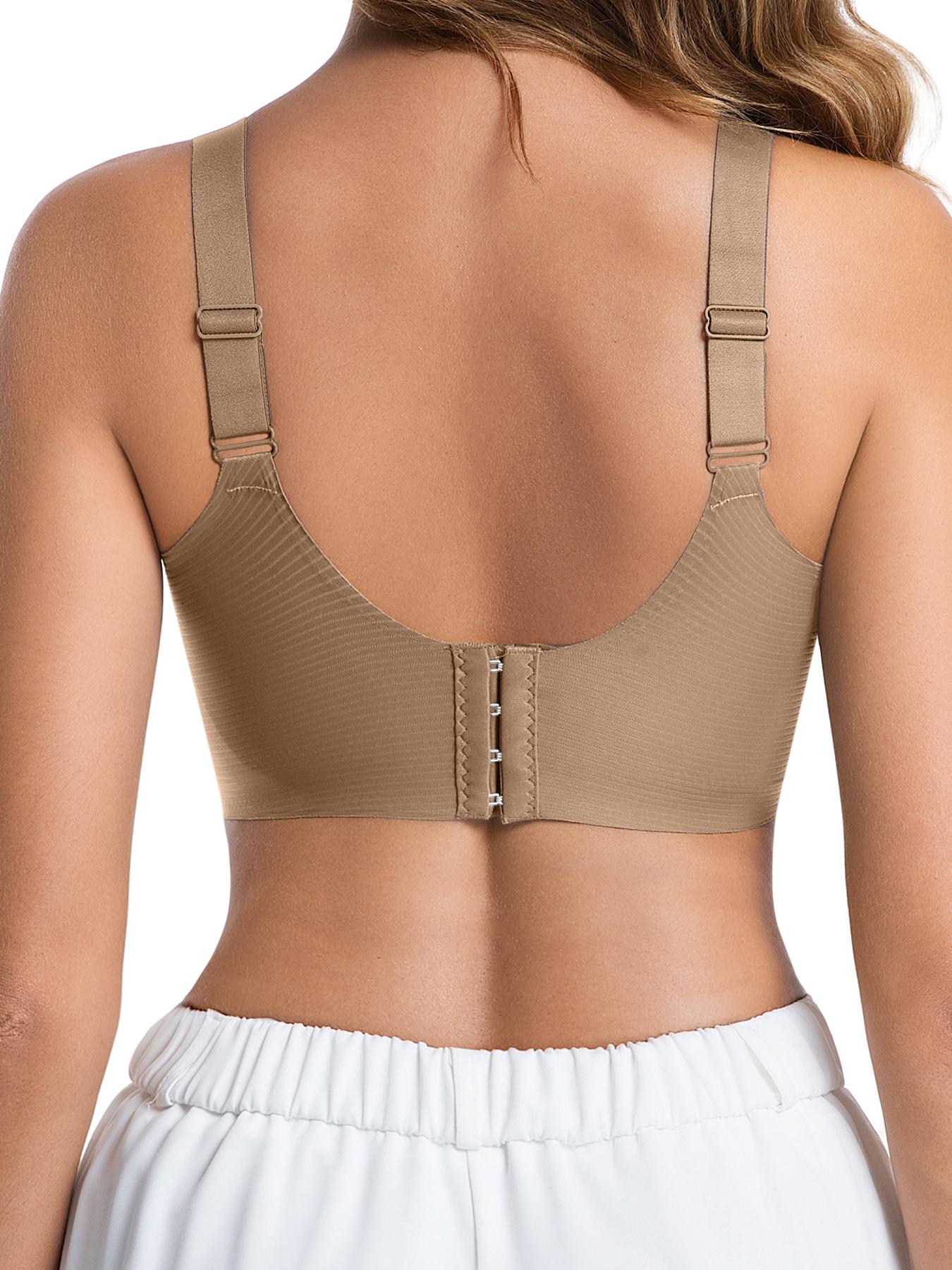 3/4PCS Ribbed Push-UpSeamless Bra Set Soft Comfortable SolidFour-breasted Adjustable Straps Wire-FreeSupport for Daily Wear Ultra-Soft BreathableFabric Bralette for Women Full Coverage S/M/L/XL/XXL