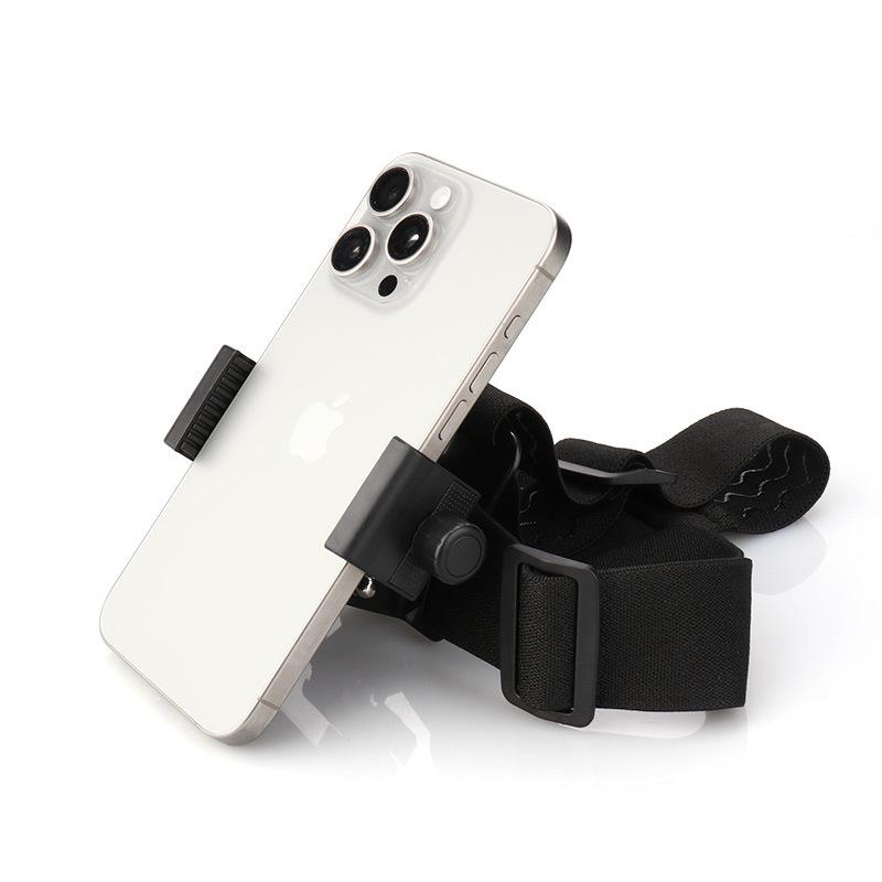 Sports Head Strap Mount for Smartphone & Action Camera - Adjustable Headband with Universal Phone Clip, 1/4" Screw Adapter, First-Person View Bracket for Running, Cycling, Hiking & POV Filming