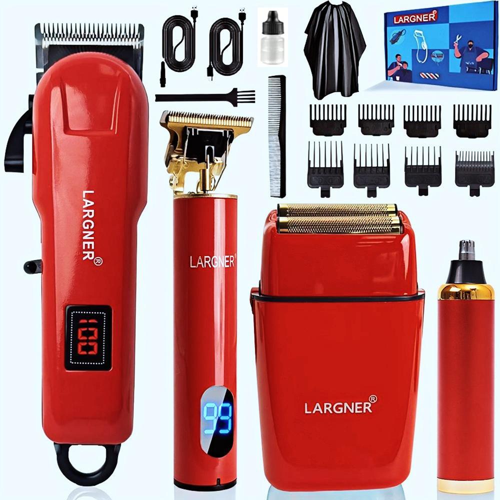 4 in 1 Electric Hair Trimmer Kit, 1 Set Rechargeable Hair Clipper Set, Professional Hair Cutting Grooming Kit for Men, Hair Beard Trimmer