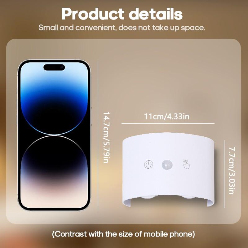 1/4pcs LED Motion Sensor Step Light, Touch Control, 3Colors Rechargeable LED Stair Light, Wall Lamp, Cordless LED Wall Night Lights for Steps, Bedroom, Hallway