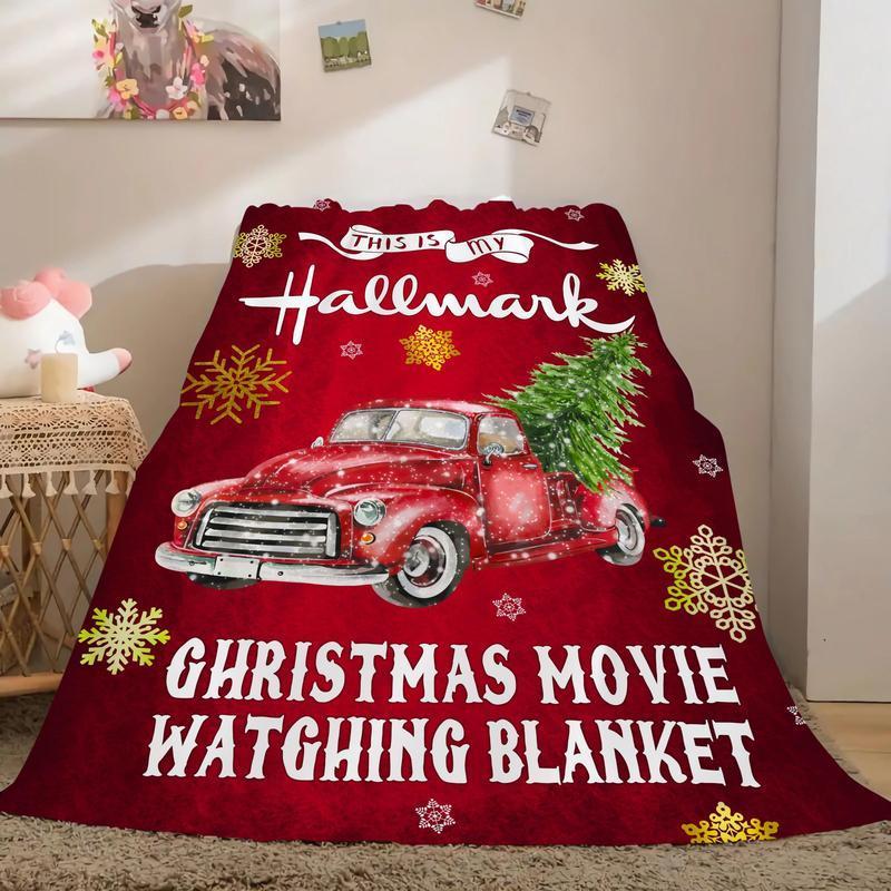Christmas Car Pattern Blanket, 1 Count SoftComfortable Throw Blanket, Warm NappingBlanket for Home Office Travel CampingDormitory