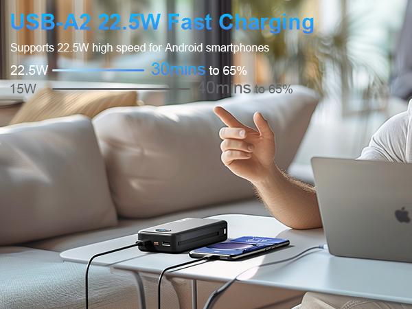 Summerwins 20000mAh Portable Power Bank - Compact, 22.5W Max Fast Charging, Built-in Wall Charger, Foldable AC Plug, Built-in Cable for iPhone 15 Series, Galaxy, USB-C Android Smartphones, Devices, Travel Use detail 6