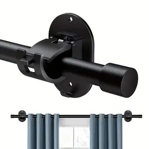 No-Drill Curtain Rod Holder, Self-Stick Installation Clips, Easy Install, Suitable for Bathroom Kitchen Apartment, Vintage Style Durable Plastic, Curtain Rod Bracket