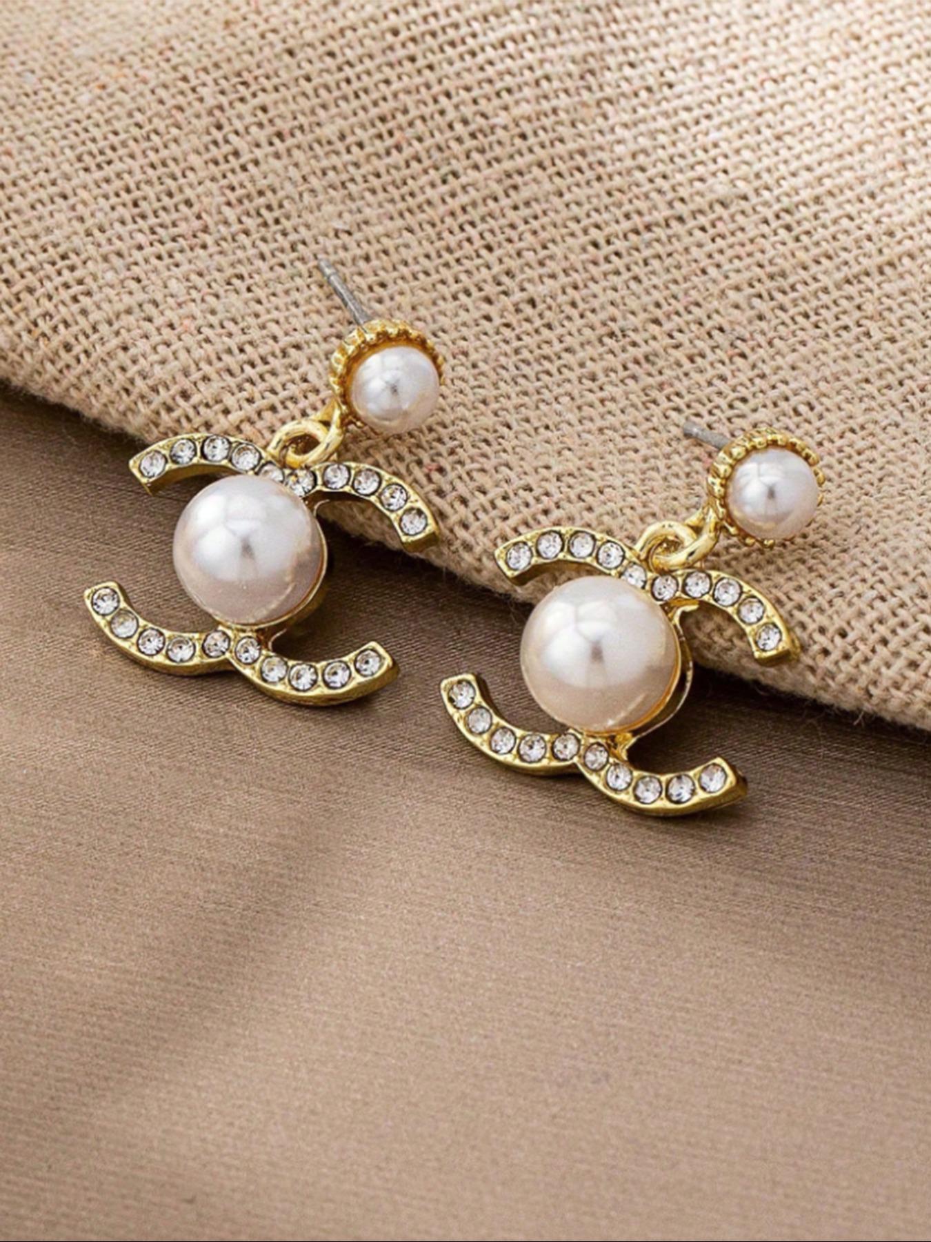 Women's Elegant Faux Pearl Decorated Dangle Earrings, Fashion Vintage Earrings for Daily Wear, Jewelry Gift