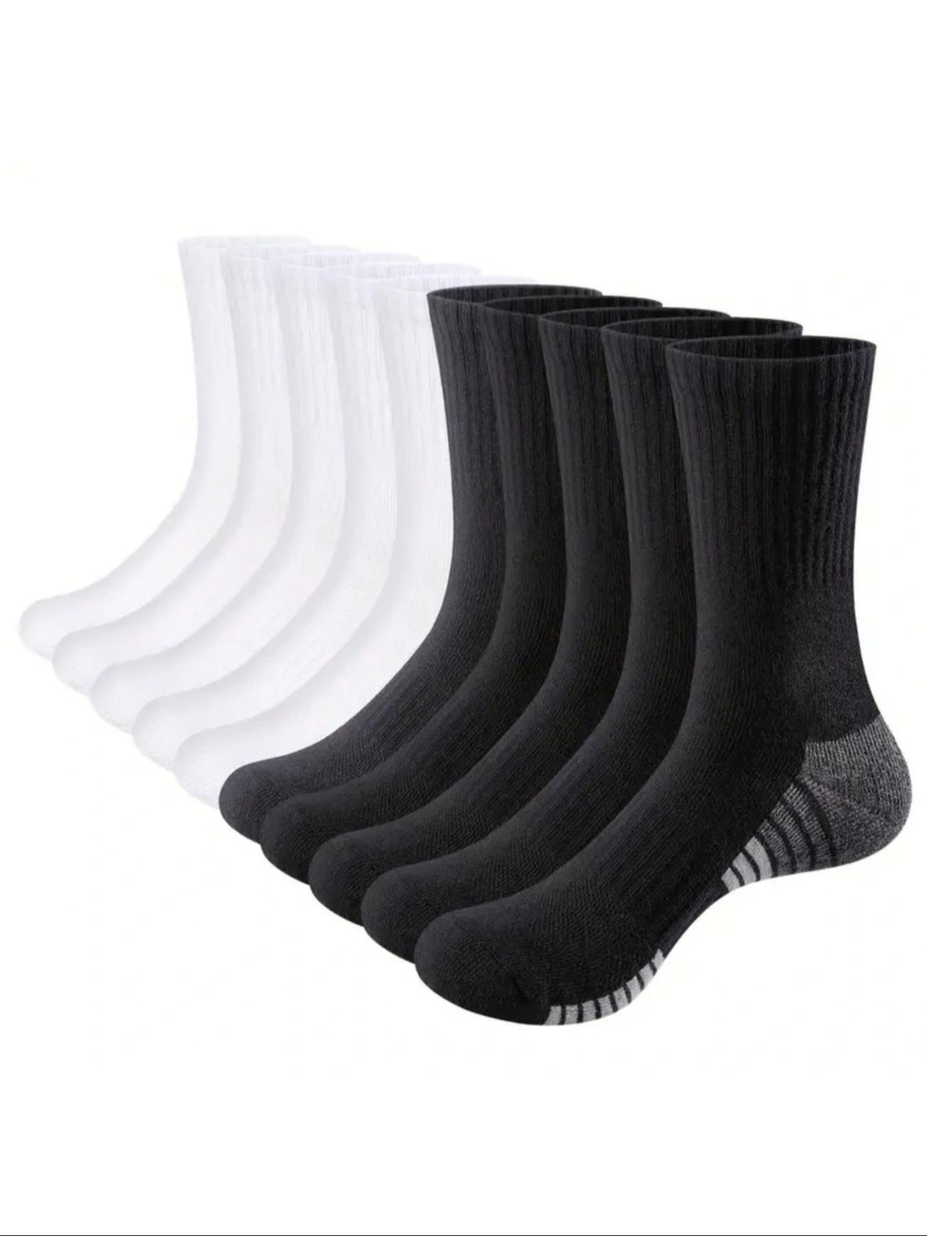 10 Pairs Men's Colorblock Crew Socks, Sporty Ankle Socks, Youth Basketball Socks, Unisex All-Season Casual Wear