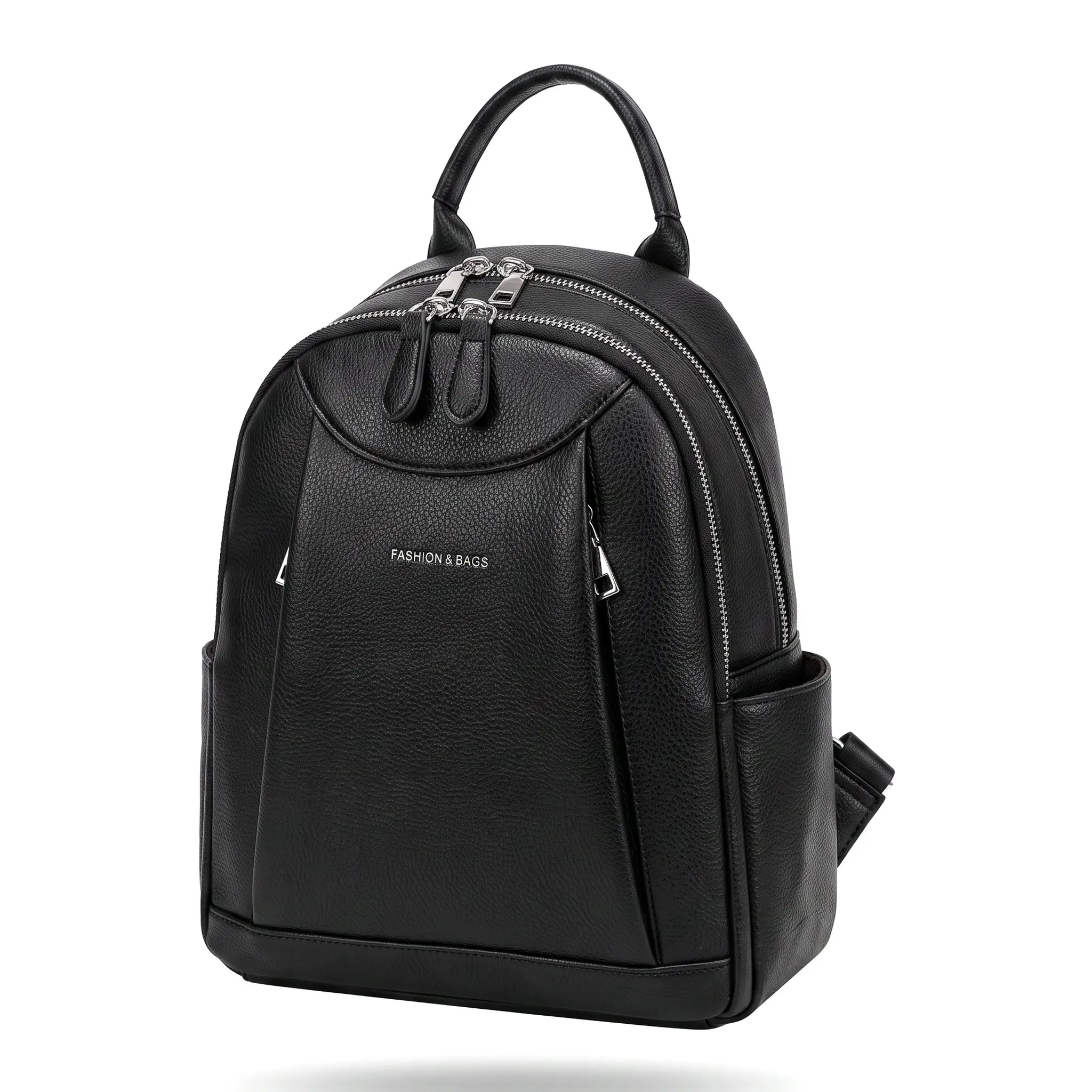 Lightweight Travel Backpack For Women Casual Street Style PU Textured Zipper Closure Wear Resistant Medium Soft Everyday Essential With Hidden Pocket Off White Black Pink Summer 2026