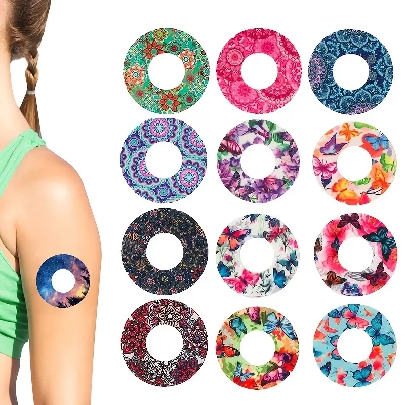 18-Piece Sensor Patches, Sports Tape Patches Compatible with Libre 2 Glucose Monitor, Butterfly Floral Pattern, Self-Adhesive, Flexible and Breathable, Butterfly Design