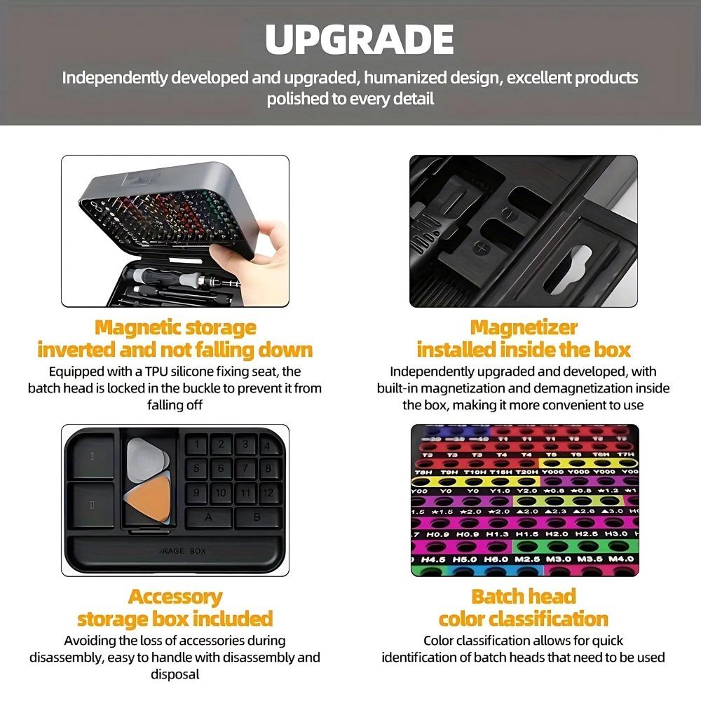 132-in-1 Precision Screwdriver Set with 108 Magnetic Bits, Professional Repair Tool Kit for Phones, Tablets, Laptops, and Electronics, Portable Multi-Tool with Anti-Slip Handle, Detailed Repair Accessories