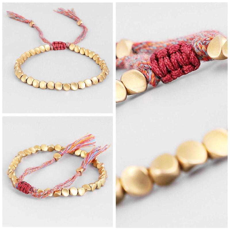 Handmade Beaded Bracelet with Pure Copper, Colorful Textured Rope String Jewelry for Men & Women, Adjustable to Attract Luck (16-26cm), String-Based Bracelets & Bangles, Textured Rope Bracelets & Bangles