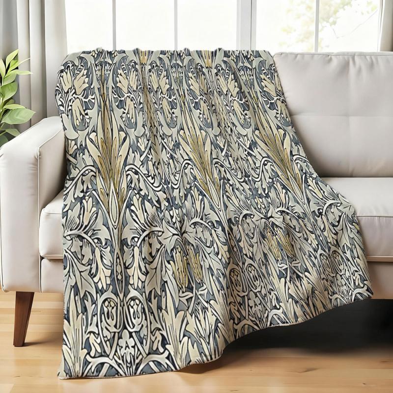 Cute and Practical Blanket William Morris Snakeshead pattern Breathable blanket Soft and cozy flannel blanket for home and travel bedding birthday gift