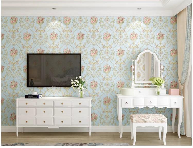 Self-Adhesive Non-Woven Fabric Wall Paper Roll, 3D Floral Design for Living Room Bedroom Background Decor, Home Decoration Sticker