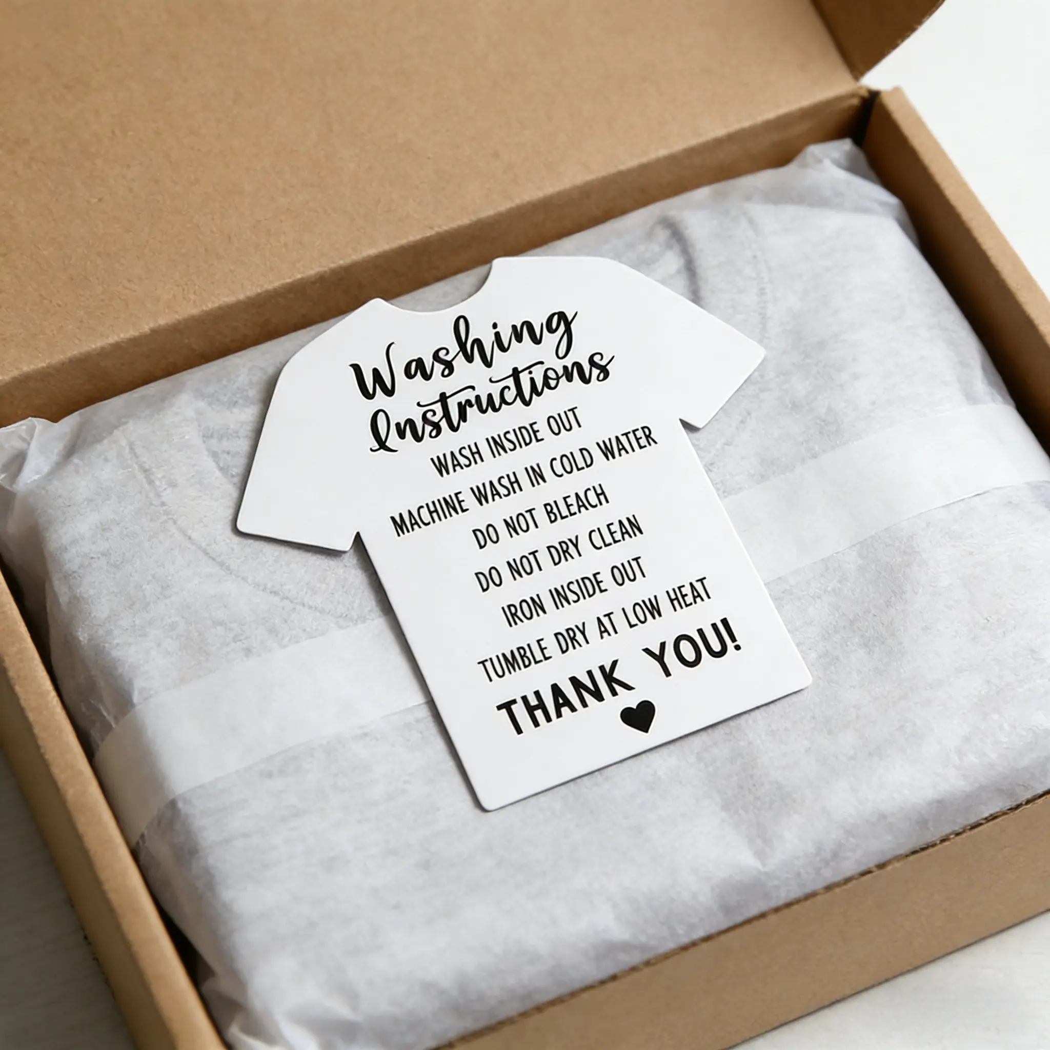 50pcs T-Shirt Washing Instruction Cards, Garment Care Tags for Shirts, Boutique & Clothing Packaging, Essential Laundry Labels