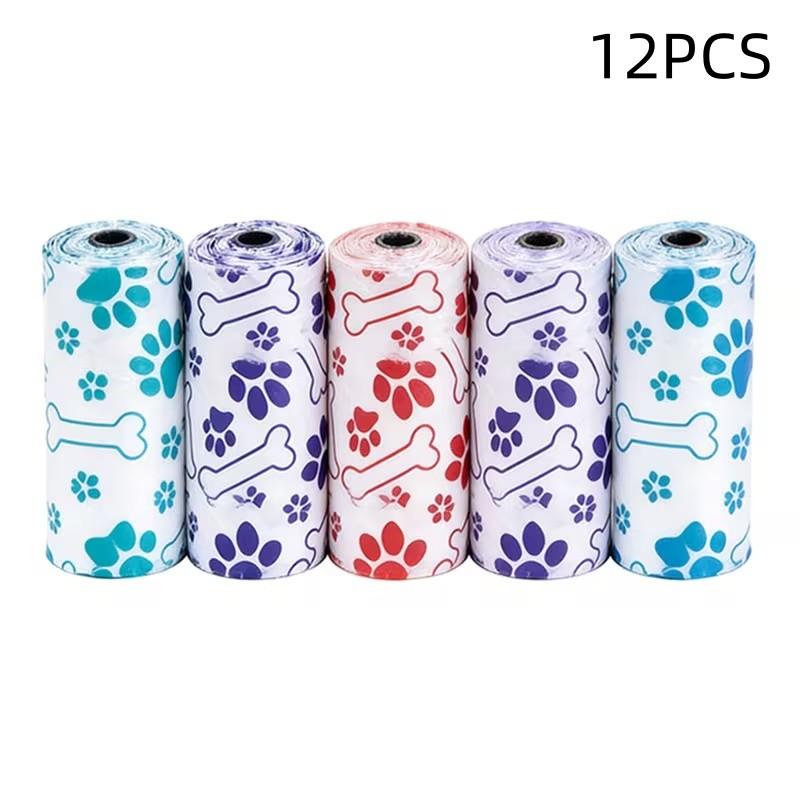 12pcs Random Color High-Quality Pet Waste Bags, Portable Easy Tear Dog Trash Bags Supplies, Thick Leak-Proof Durable, Ideal for Outdoor Walking and Daily Cleaning