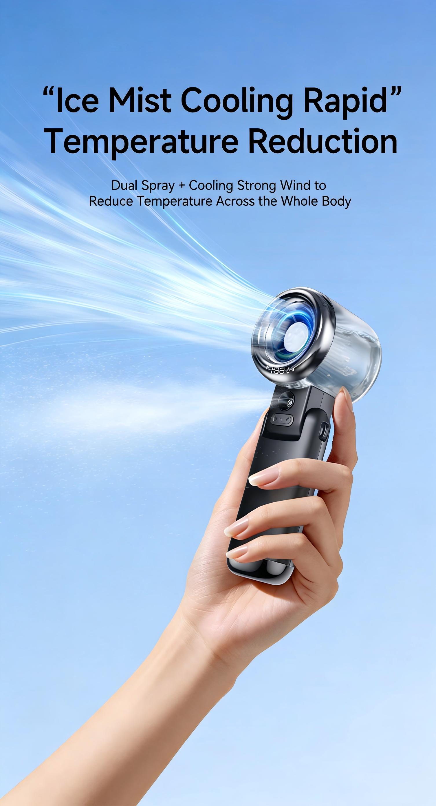 TADEKERU Mist Cooling Mini Fan Portable Handheld Turbo Fan Ice-Cooling 3600mAh Battery Operated 6 Hours 100 Gear Speed Foldable for Summer Travel Vacation Essentials Outdoor Activities Beach Indoor Use Office Desk Usage TADEKERU Mist Cooling Mini Fan Portable Handheld Turbo Fan Ice-Cooling 3600mAh Battery Operated 6 Hours 100 Gear Speed Foldable for Summer Travel Vacation Essentials Outdoor Activities Beach Indoor Use Office Desk Usage