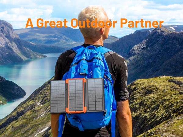 46800mAh Solar Charger Power Bank Built in 4 Cables 3 Foldable Solar Panels, PD20W Fast Charging Portable Charger, LED Display Powerbank USB C in/Output, External Battery Pack with SOS Camping Light