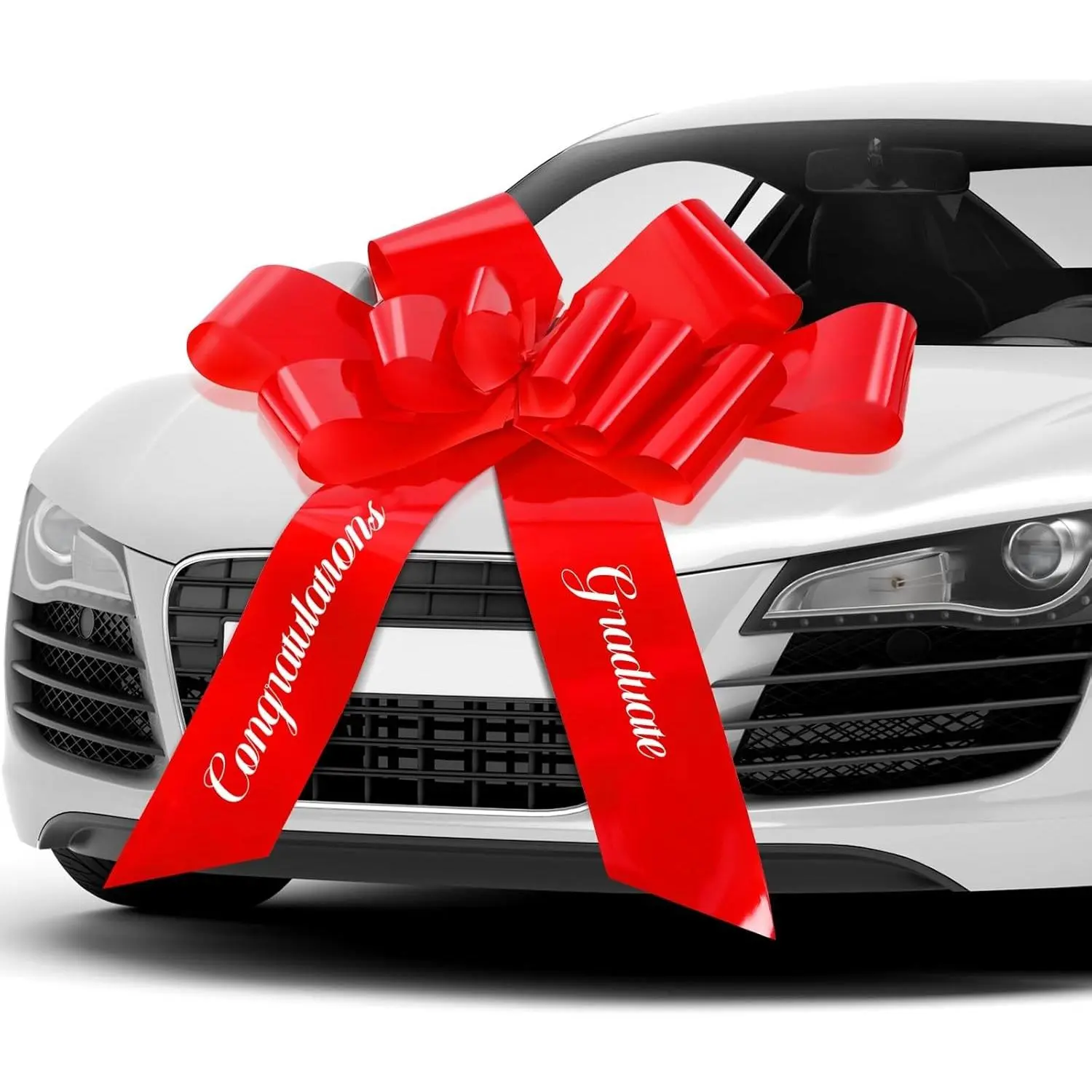 30 Inch Large Graduate Car Bow for Cars Congratulations Graduate Decoration Gift Wrapping Ornament for Birthday Party Present Red