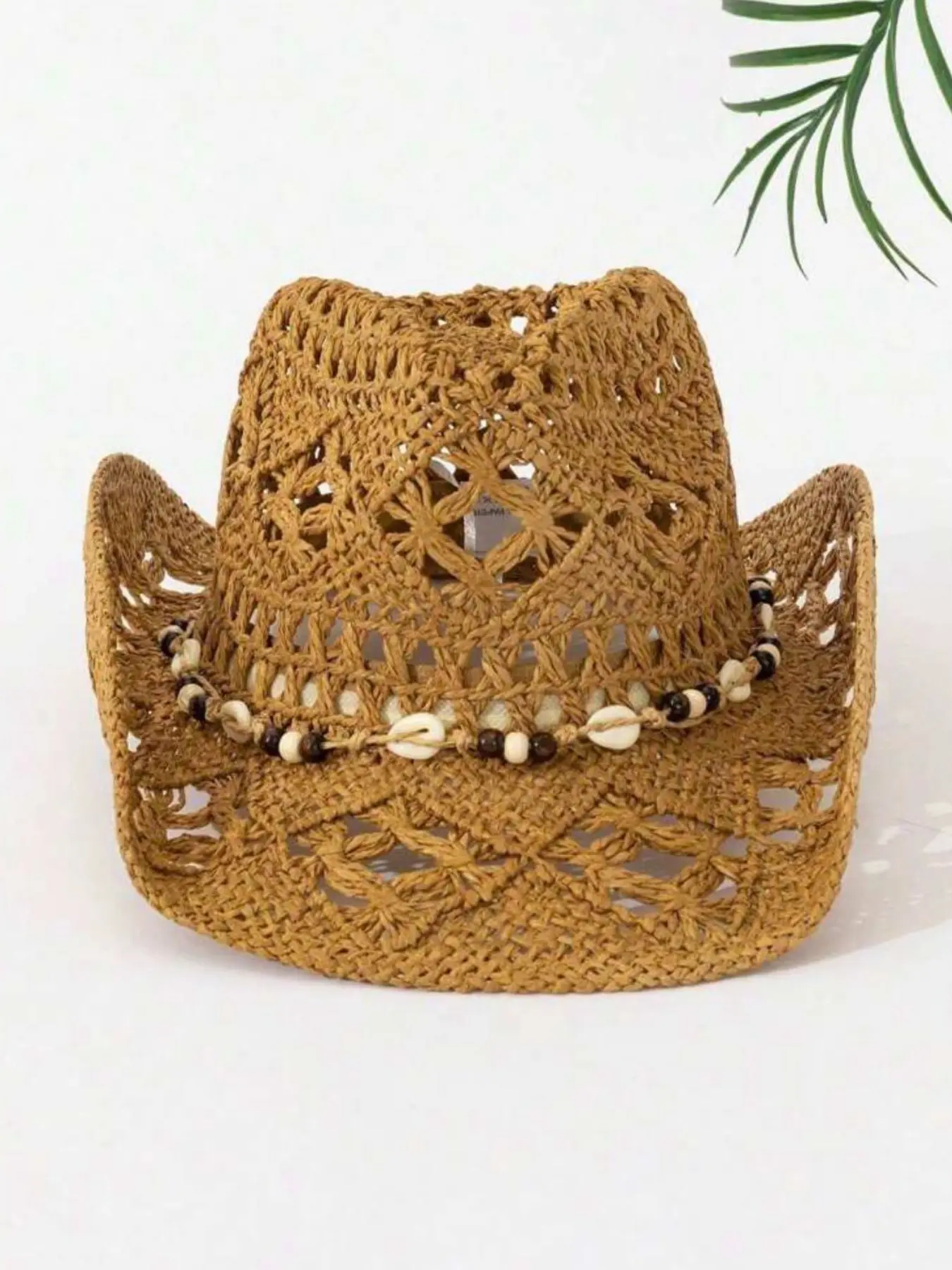Women's Boho Straw Cowboy Hat, Cowboy Style Hat, Casual Trendy Hat, Foldable Beach Sun Protection Cap, Wide Brim Design, Perfect Summer Accessory, Fashionable and Protective