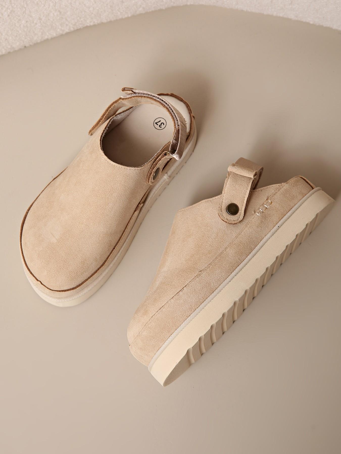 Vintage Thick Sole Slip-On Flat Mules, Thick Soled Mules, Casual Plain Fabric Slippers, Rubber Sole, All Seasons, Less Than Ankle Height, Outer Wear Half Sandals