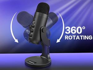 Haomuren K66 USB Condenser Microphone[No Lightning adapter],Computer PC Gaming Mic,Plug&Play Microphones for PS 4&5.Monitor Adjust&Volume Control,Mic Gain Control,Mute Button for TikTok,YouTube Podcast on Mac&Windows, gift for festival Audio Black