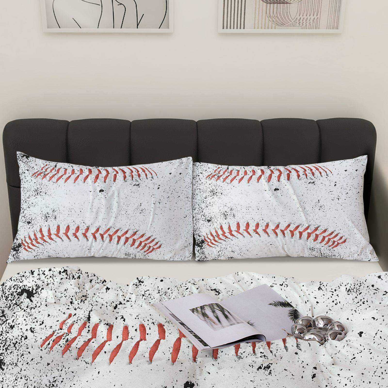 Baseball-Themed Printed Bedspread Set, Soft & Comfortable Bed3-piece baseball-themed printed bedspread set (1 bedspread + 2 pillowcases, without core), soft and comfortableding, Includes 1 Bedspread & 2 Pillowcases, Ideal for Bedroom Dorm Guest Room Decor