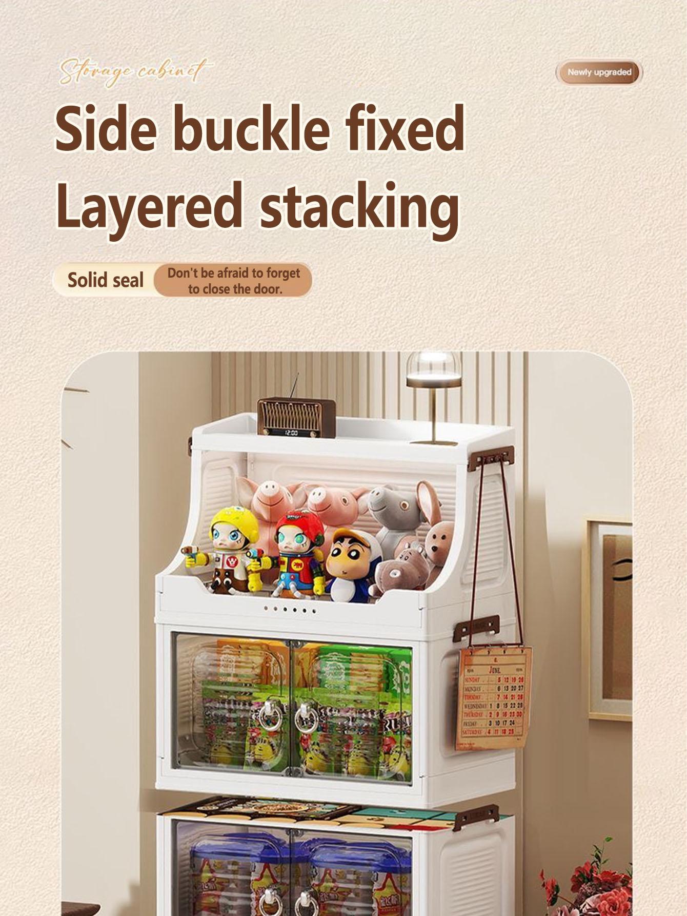 Foldable Storage Cabinet, Multi-Layer Home Bedroom Clothes Organizer, No Installation Living Room Plastic Shelf, Durable & Space-Saving Design, Drawers