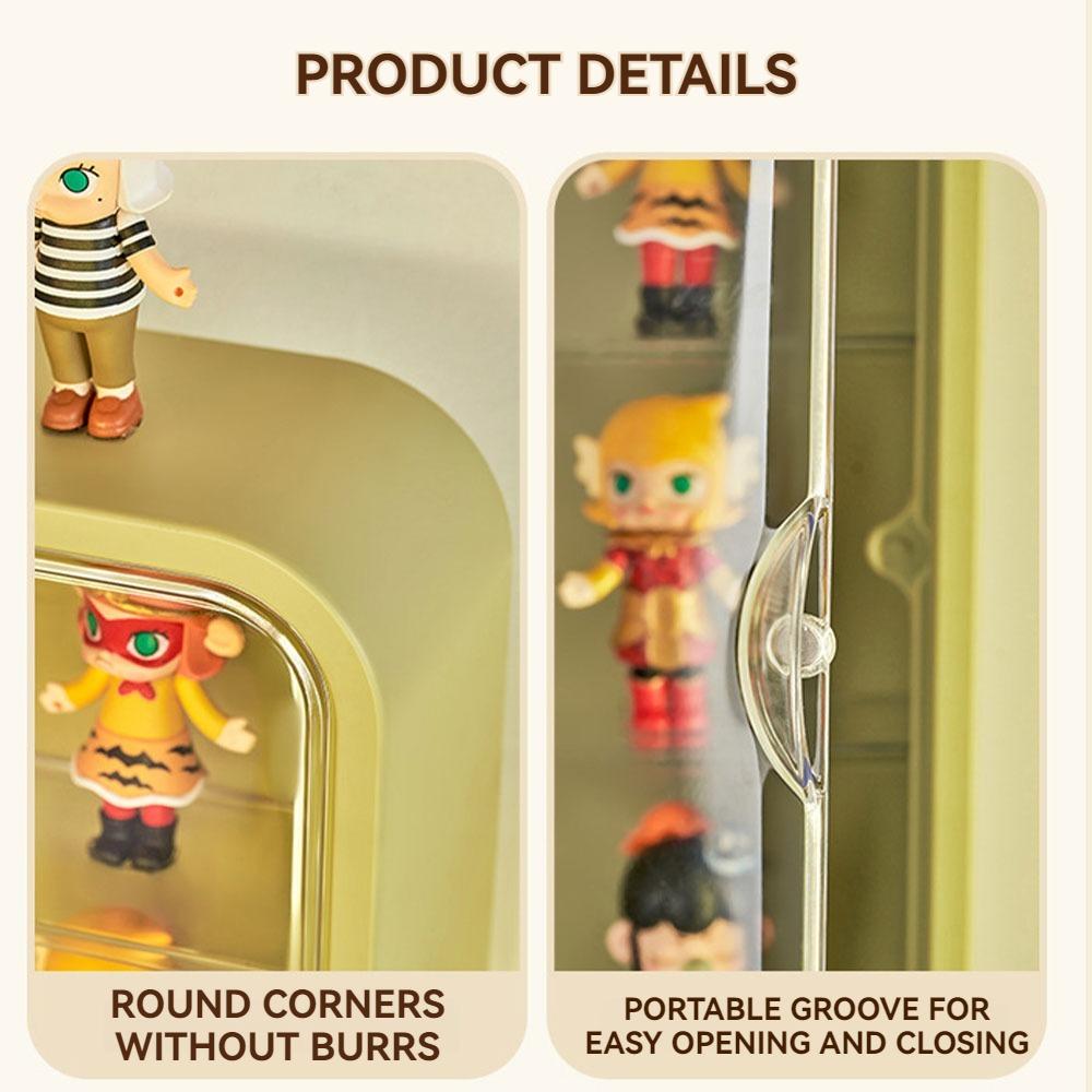 3 Layers Storage Rack Clear Shelving Dustproof Display Case For Doll Blind Box keychains Bag Charms Organizers Figure Showcase Wall Mount Vertical Magnetic Transparent Door Home Organizer Large Capacity Desktop Tour Gift For Friends
