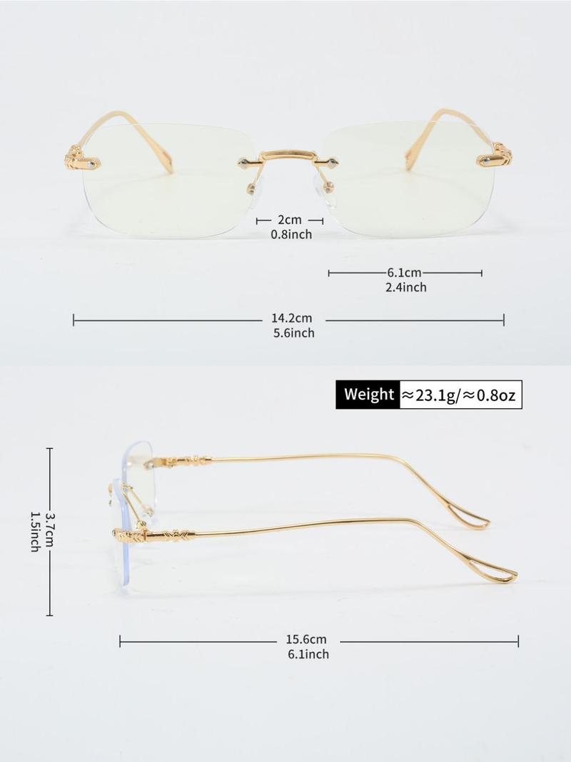 Unisex Frameless Metal Glasses, Anti-Blue Light, Clear Lens, Suitable for Outdoor Travel and Daily Use, All Seasons, Alloy Material, Lightweight Glasses