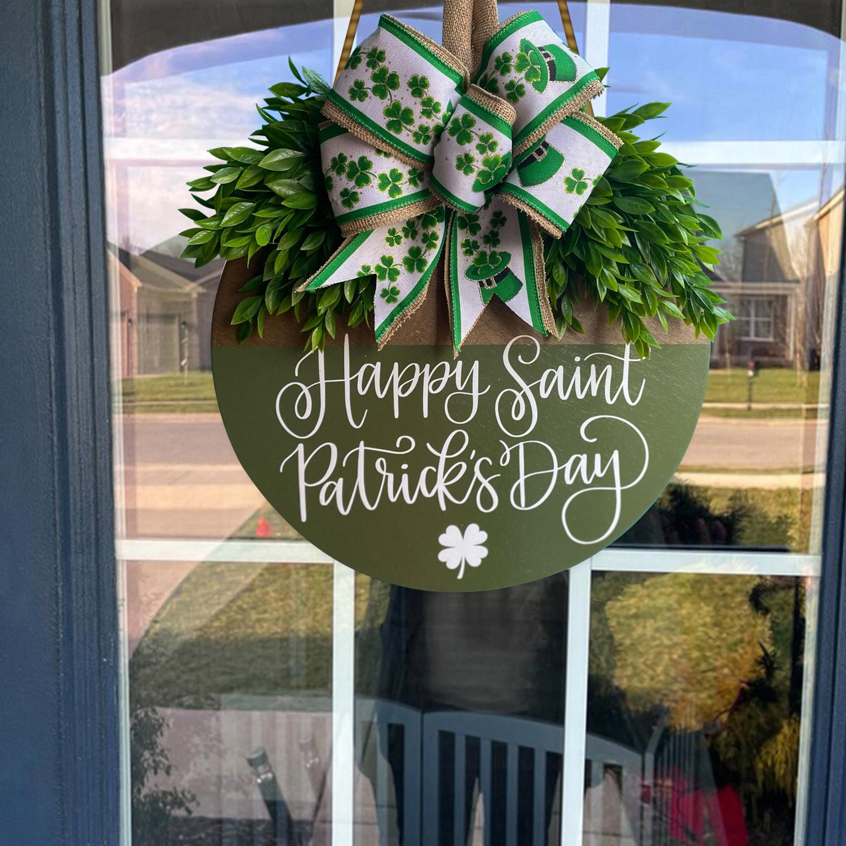 St Patrick's Day Front Door Decor, Wood Material, Perfect for Home Decoration & Gifts, Festive Design, Festive Decorations, Durable Construction