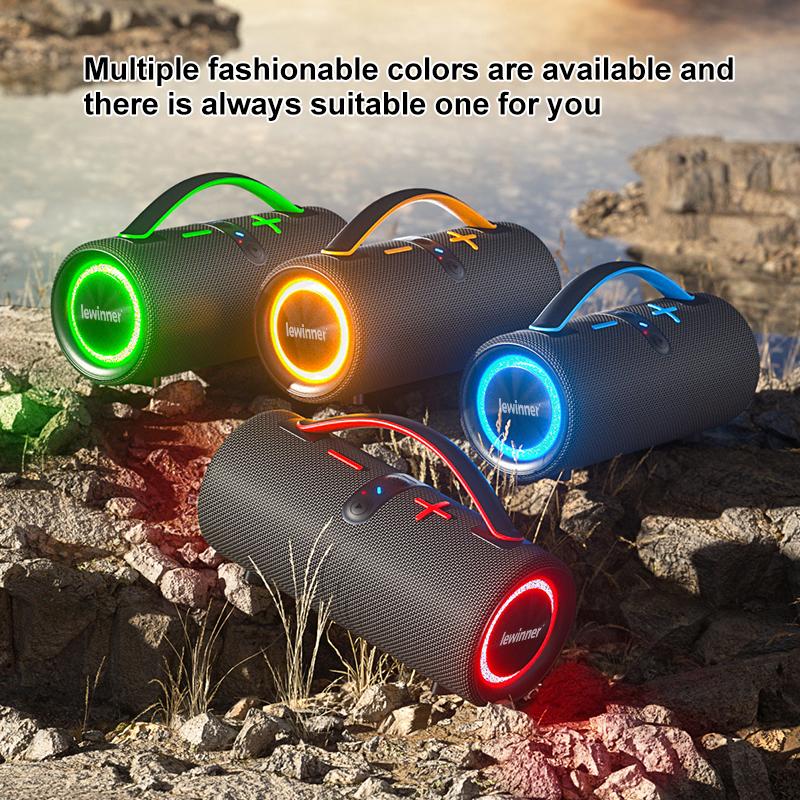 Lewinner Bluetooth Wireless Speaker, Listen to 150 Songs Continuously Without Stopping, TWS Pairing | 60W Dual Speakers | IPX5 Waterproof | Portable | Bass-Free Stereo Audio | RGB Lights | Outdoor | Christmas Gift | Smartphone Connectivity