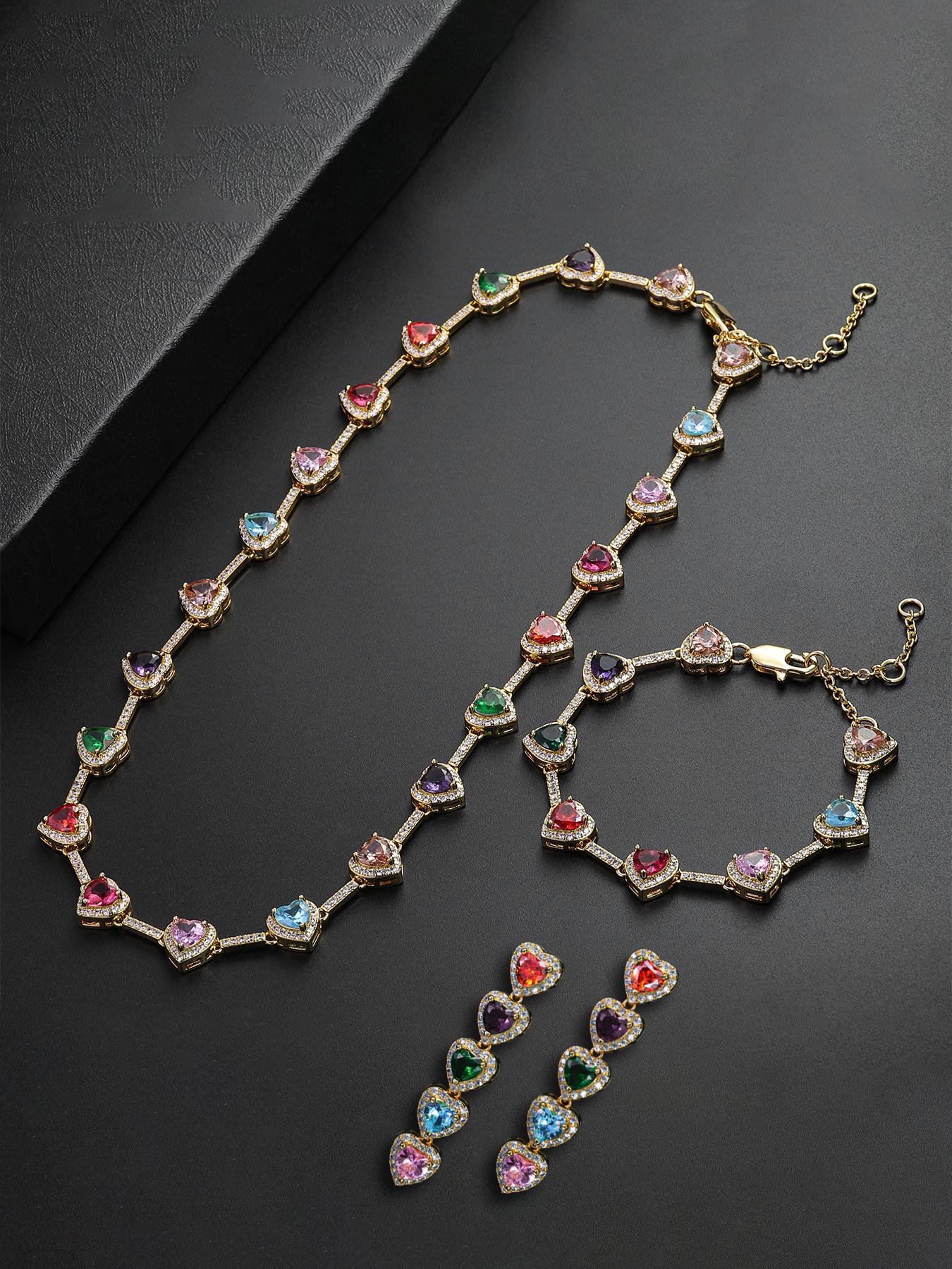 Women's Jewelry Set, Chain Necklace Bracelet Earrings Trio, Fashionable Jewelry Set, Elegant Jewelry Set, Sexy Colorful Accessories for All Seasons, Perfect Gift Idea