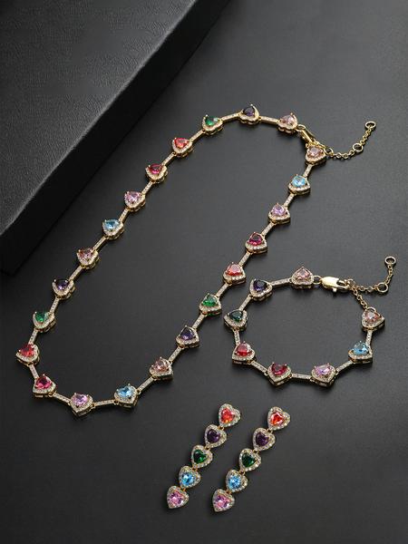 Women's Jewelry Set, Chain Necklace Bracelet Earrings Trio, Fashionable Jewelry Set, Elegant Jewelry Set, Sexy Colorful Accessories for All Seasons, Perfect Gift Idea