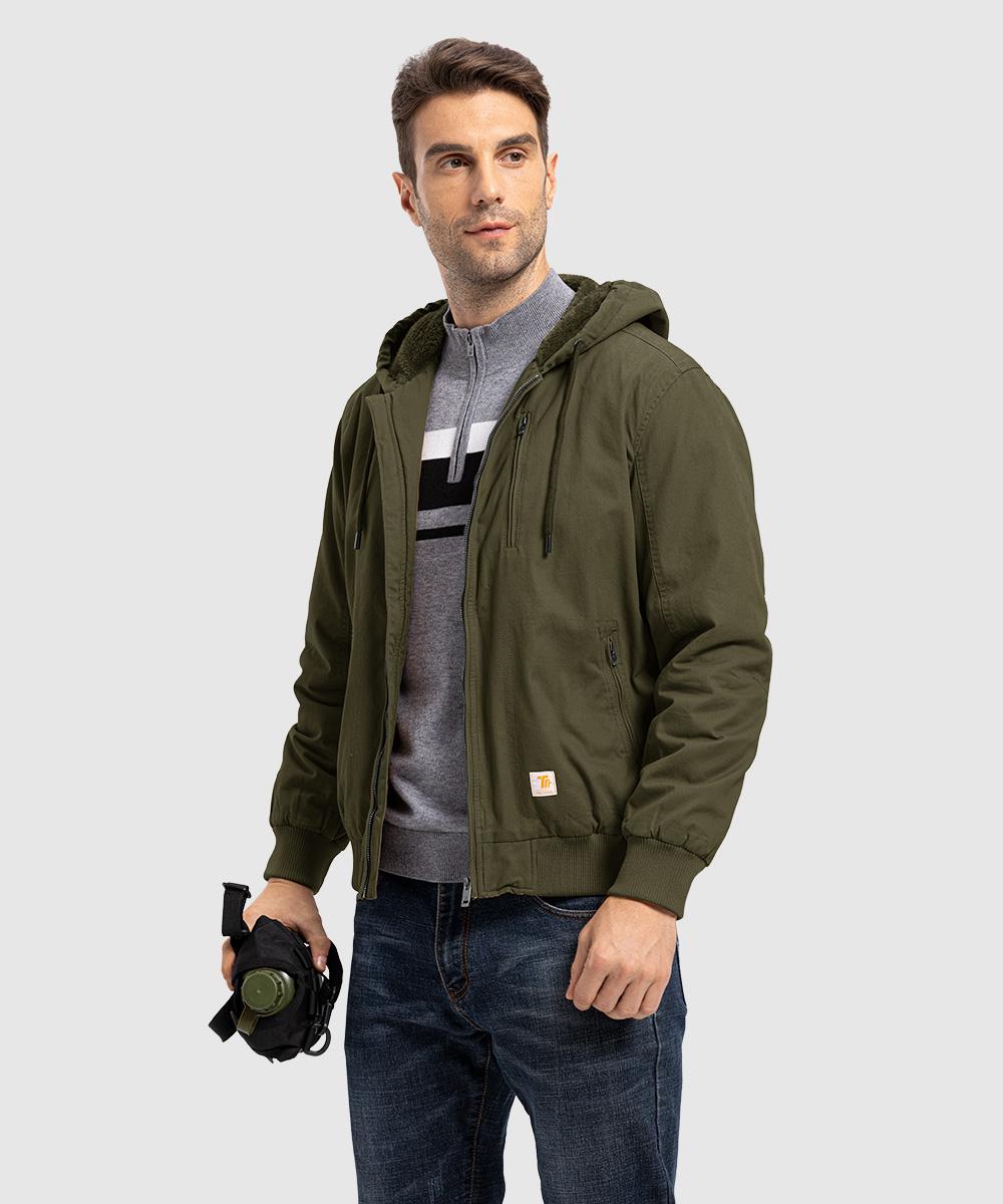 TBMPOY Men's Warm Full Zip Work Cotton Jacket