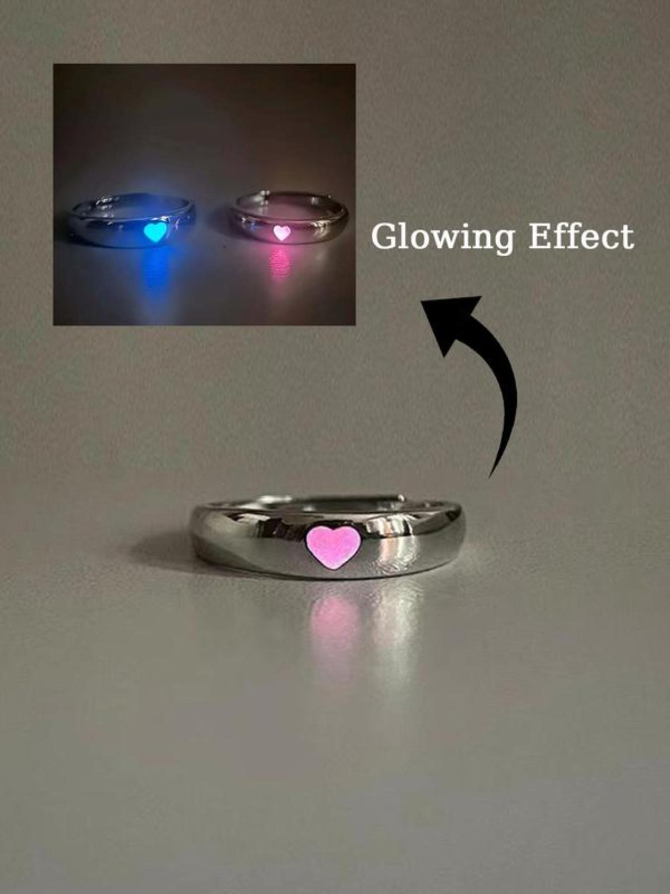 Luminous Love Couple Rings, Luminous Promise Rings, Adjustable Couple Rings, Suitable for Couples, Wedding Anniversary, Christmas, Valentine's Day Gifts for Boyfriends and Girlfriends, Wedding Promise Gifts to Light Up Romantic Night, Gift Jewelry