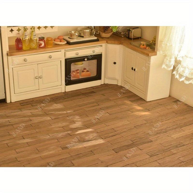 2pcs Dollhouse Flooring - Realistic Walnut Wood Grain Panels 17x11cm 6.7x4.3in, Compatible with 1:12 & 1:6 Scale, DIY Modular Floor for Major Brand Dollhouse Kits, Recycled Material, Natural Wood Texture, Simulation Look