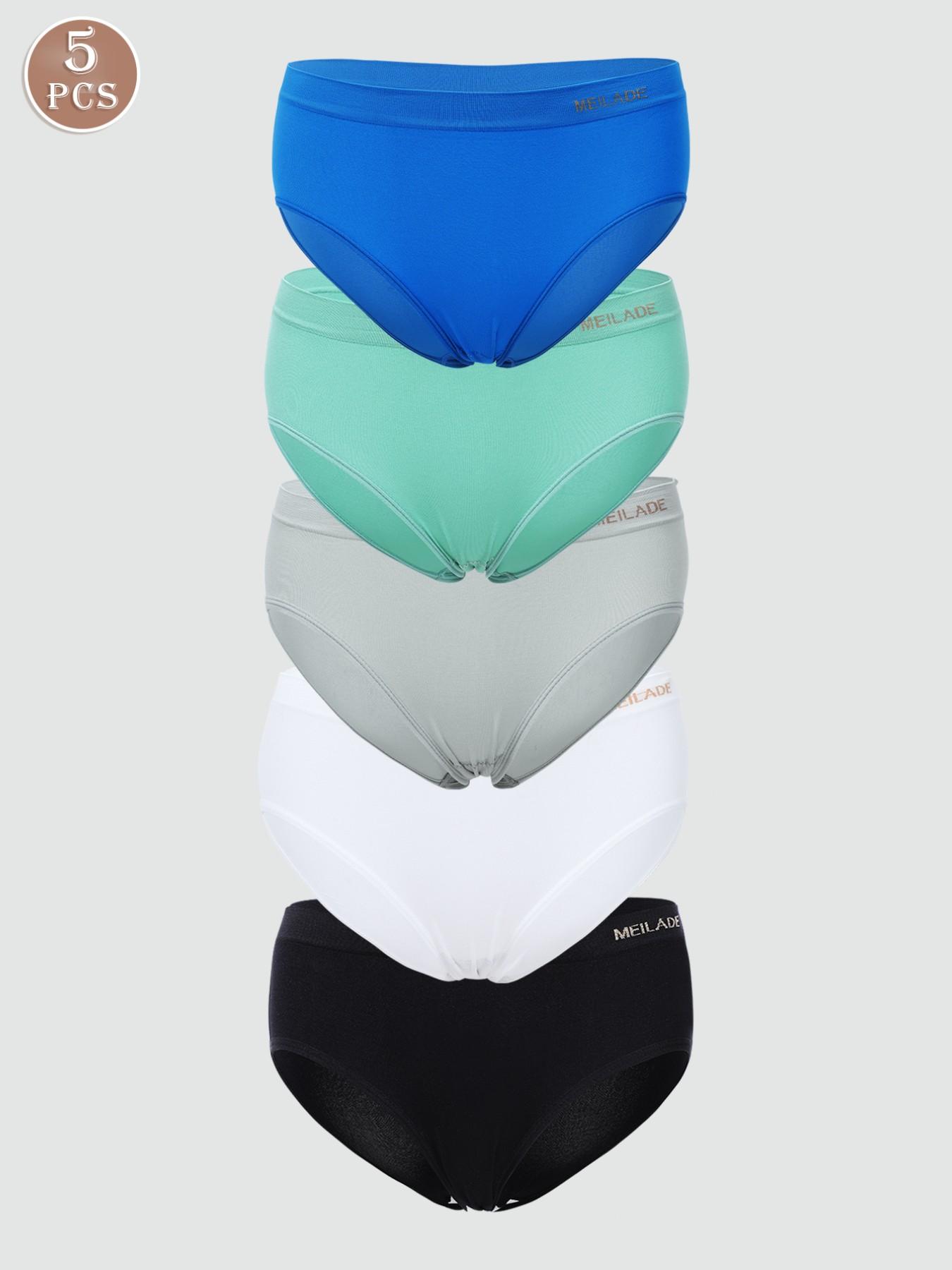 5Pcs Seamless Panties Mid Waist Maillard Color Women's Briefs Lifting Buttock High Elasticity Panty Comfortable & Breathable Woman Lingerie Ladies Flat Belly Sheath Underwear