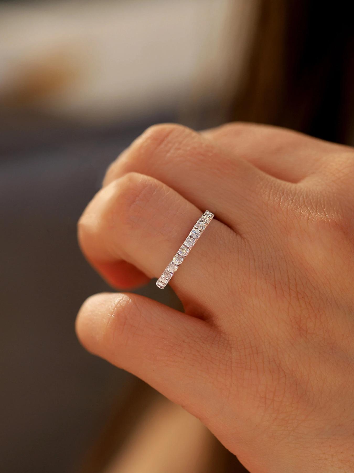 S925 Sterling Silver Synthetic Moissanite Engagement Ring, Fashionable Engagement Ring for Women, Trendy All-match & Exquisite Jewelry for Birthday Gift