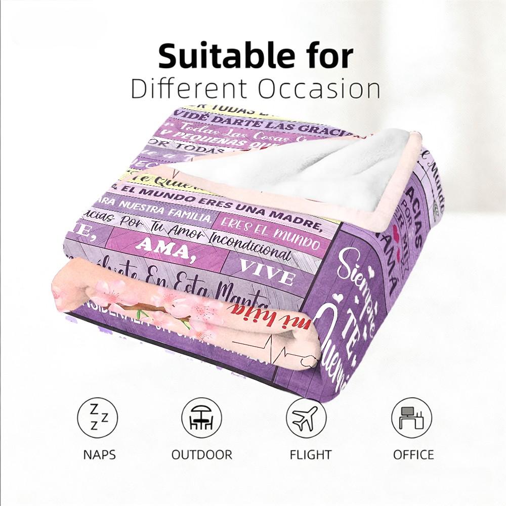 Spanish Mom Blanket, Healing Soft Flannel Home Sofa Warm Blanket, Hypoallergenic Knit Fabric, Digital Print, Ideal Gift for Bed Couch Camping Travel Car Holiday Decor