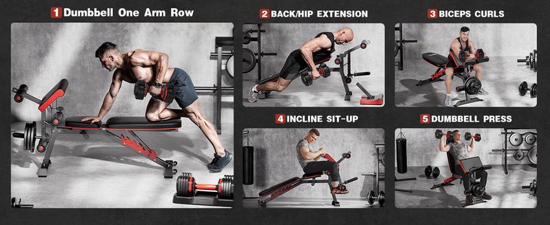 Bearbro 10 Positions Adjustable Weight Bench Workout Bench for Home Gym,Olympic Weight Bench Press for Full Body Workout 900lbs