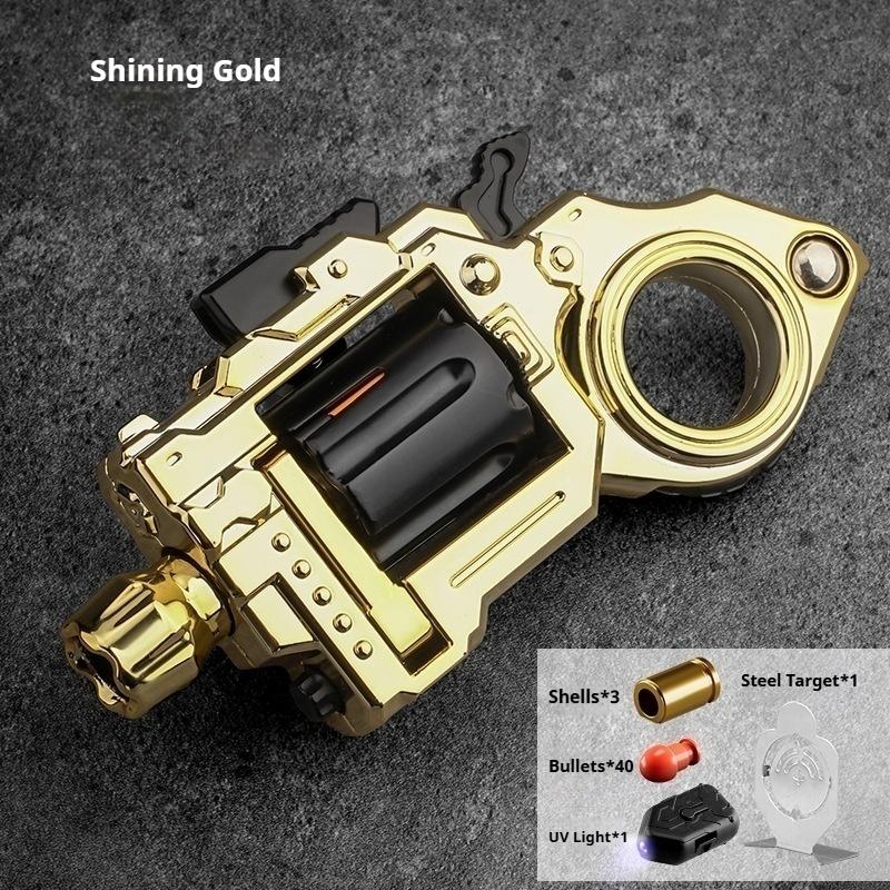 Stress Relief Toy Metal Revolver Blaster Emittable Soft Bullet Gun Toy Fidget Spinner Toys For Teens, Adults