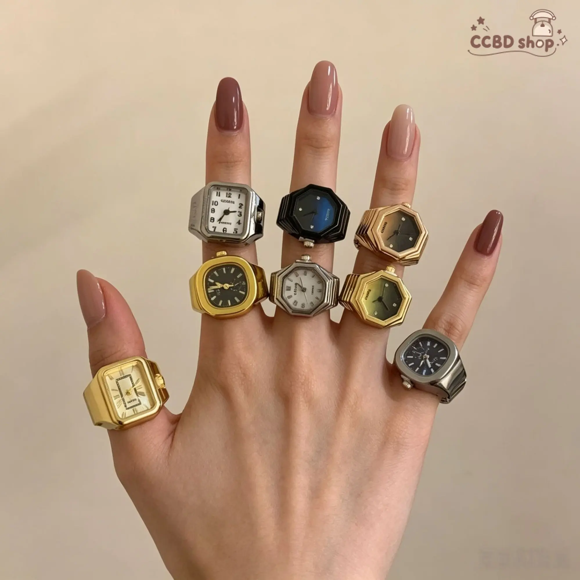 Vintage Ring Watch for Women & Men, Mini Quartz Finger Watch with Stretchy Alloy Band, Retro Statement Jewelry for Everyday Wear, Parties & Couple Accessories