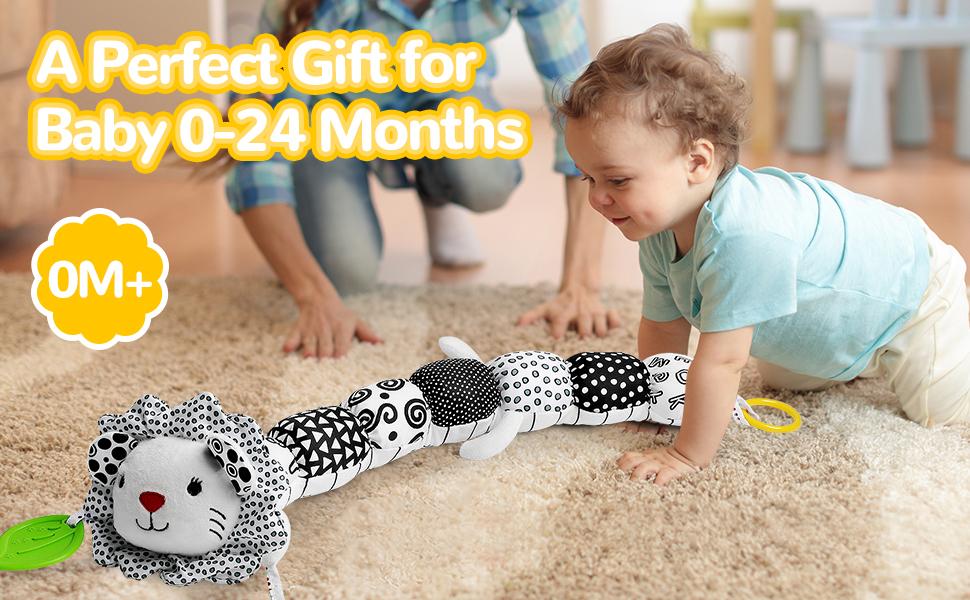 Dearlomum Newborn Baby Girl Gift Toys Infant Tummy Time Musical Stuffed Animal with Crinkle Rattle Textures Blue Crocodile Interactive Duck Shaped