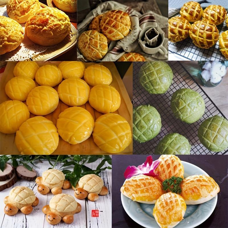 1pc Baking Tool for Bread, Cake, Biscuit, Kitchen Pastry, Lattice Press Pineapple Bun Molds Round Pattern Cookies Press Mould Plastic Pastry for Bread Cake Molds Baking Tools
