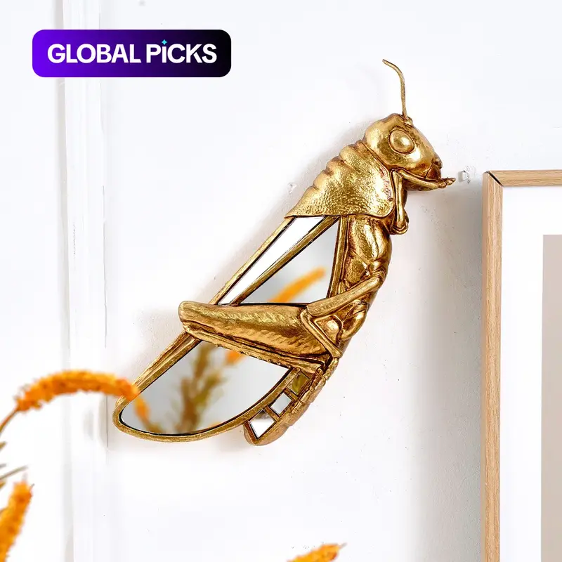 Resin Grasshopper Wall Hanging Decor, Decorative Wall Art, Wall Ornaments, Creative Home Decoration Craft, Decoration Items, Mirror Surface Design, Perfect Gift for Insect Lovers