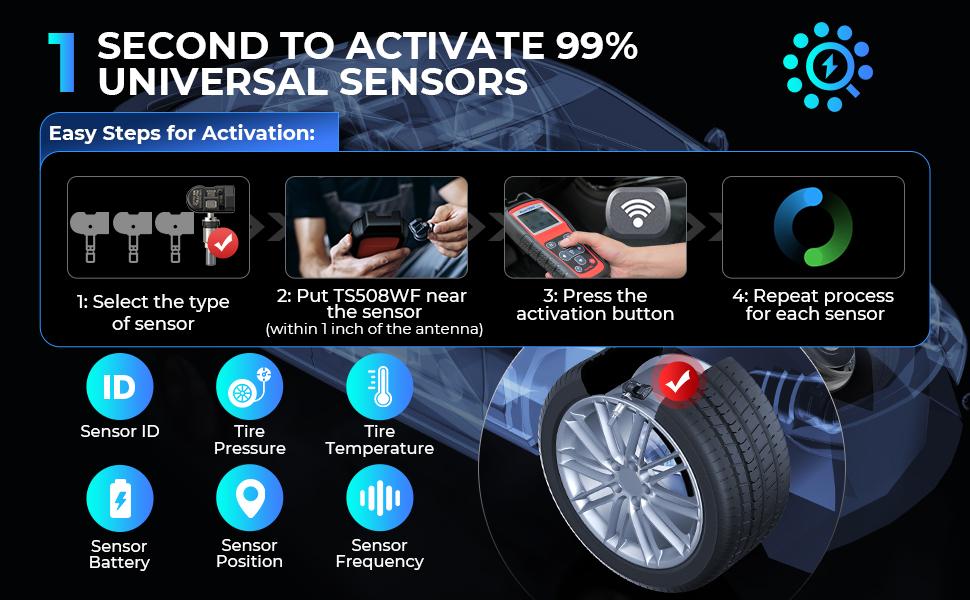 Autel MaxiTPMS TS508WF TPMS Tool, Enhanced TS508 Wi-Fi Version, Mx-Sensor TPMS Progamming Tool, TPMS Diagnosis, TPMS Live Data, TPMS Relearn Tool, Read/Clear TPMS DTCs