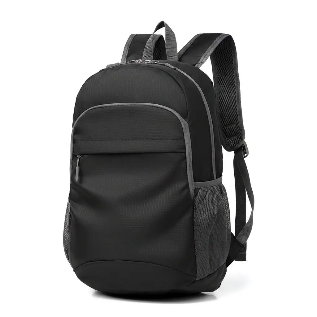 Water Resistant Travel Backpack Lightweight Foldable Daypack For Hiking Outdoor Adventures Fits 14 Inch Laptop Unisex Casual Solid Polyester Under 20L Air Cushion Straps