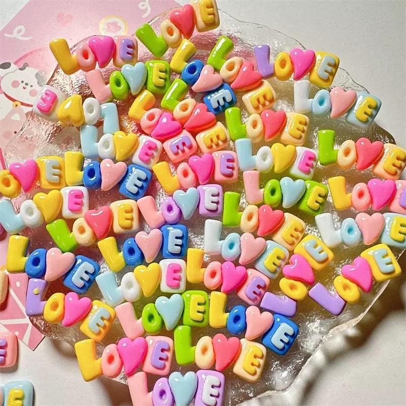 Letter Love Cream Resin Mini Toy, Micro Landscape Decor, Garden Ornament, Dollhouse Decoration, Mini Car Decor, Magical Happy Toy