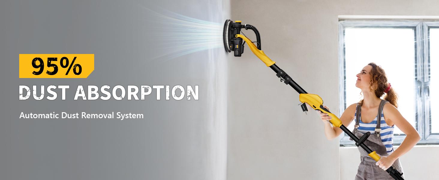 Alloyman Drywall Sander, 1050W Electric Drywall Sander with Vacuum Dust Collection, 2100RPM Wall Sander with 7 Variable Speed, Foldable & Extendable Handle, Double-Deck LED Light, Dust Bag and Hose, Holiday Deals: Christmas Gifts and New Year Gift Ideas